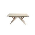 Rectangular extendable dining table in porcelain stoneware marble, sand metallic steel and walnut