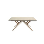 Rectangular extendable dining table in porcelain stoneware marble, sand metallic steel and walnut