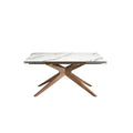 Dining table rectangular extendable in porcelain stoneware and walnut