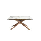 Dining table rectangular extendable in porcelain stoneware and walnut