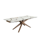 Dining table rectangular extendable in porcelain stoneware and walnut