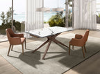 Dining table rectangular extendable in porcelain stoneware and walnut