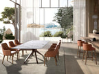 Dining table rectangular extendable in porcelain stoneware and walnut