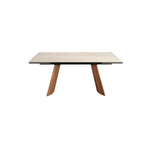 Rectangular extendable dining table in porcelain stoneware marble and walnut-effect steel