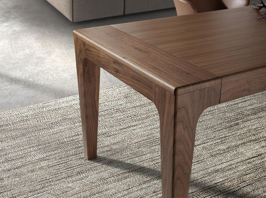 Extendable rectangular dining table in walnut