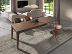 Extendable rectangular dining table in walnut