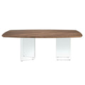 Walnut and tempered glass oval barrel dining table
