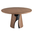 Round dining table in walnut and black epoxy steel