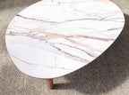 Organic Shaped Porcelain Marble and Walnut Coffee Table