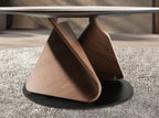Round coffee table in porcelain stoneware marble, walnut and black steel