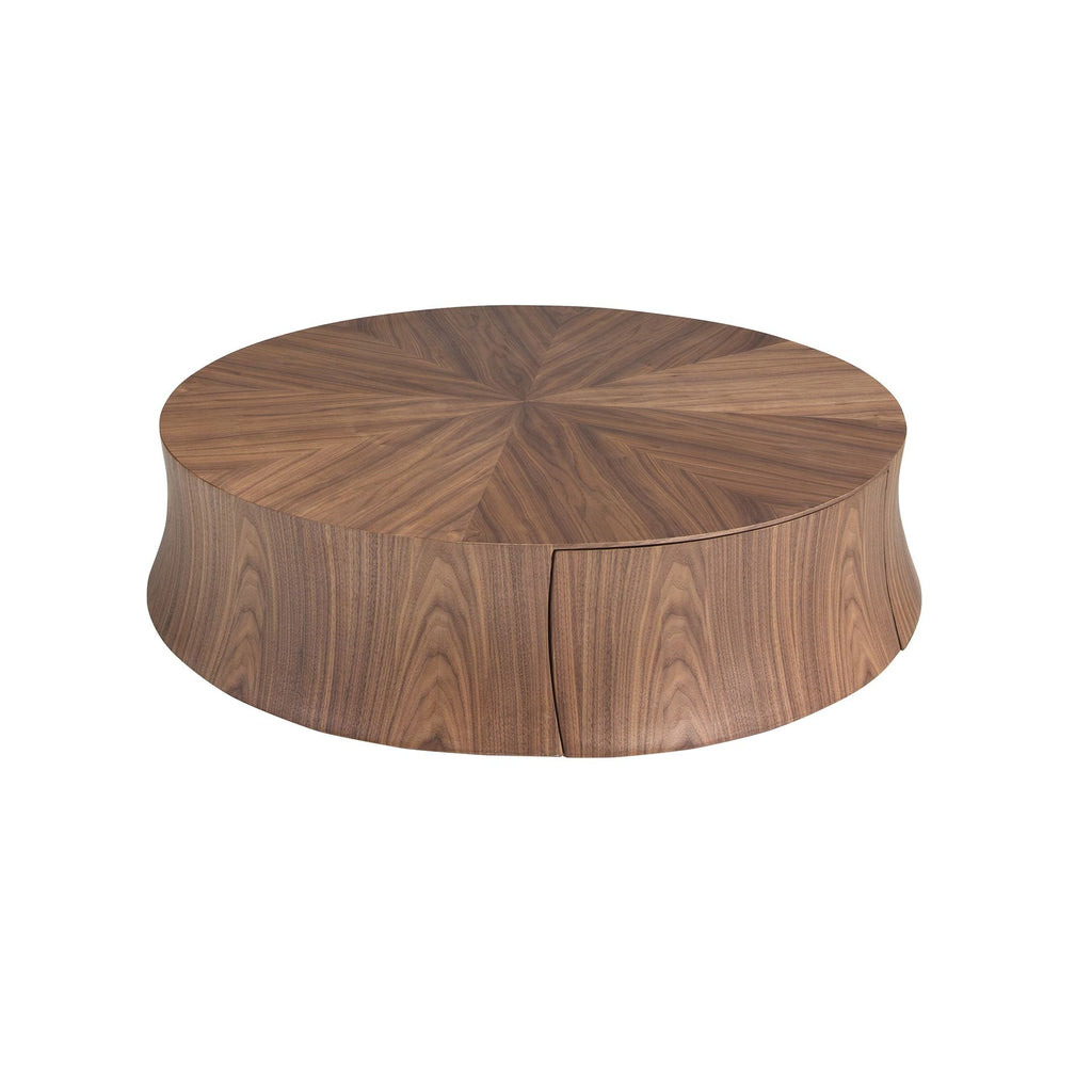 Round walnut coffee table