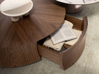 Round walnut coffee table