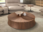 Round walnut coffee table