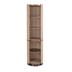 Bookshelf in walnut and mink faux leather
