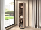 Bookshelf in walnut and mink faux leather