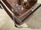 Walnut and black steel minibar trolley