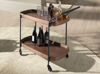 Walnut and black steel minibar trolley