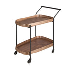 Walnut and black steel minibar trolley