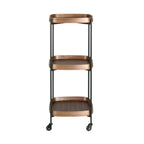Walnut and black steel minibar trolley