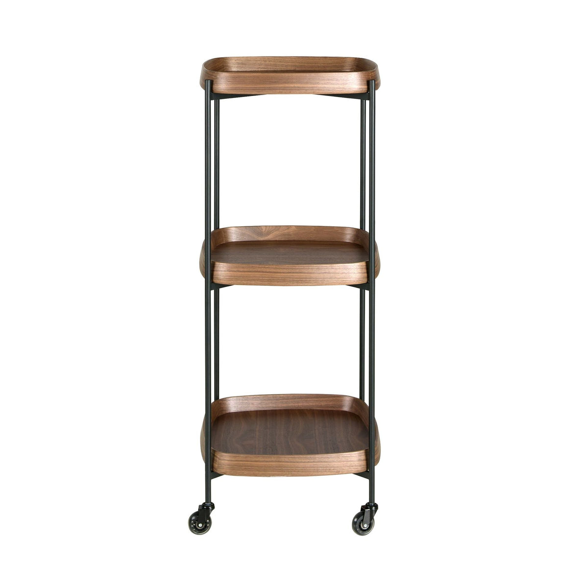 Walnut and black steel minibar trolley