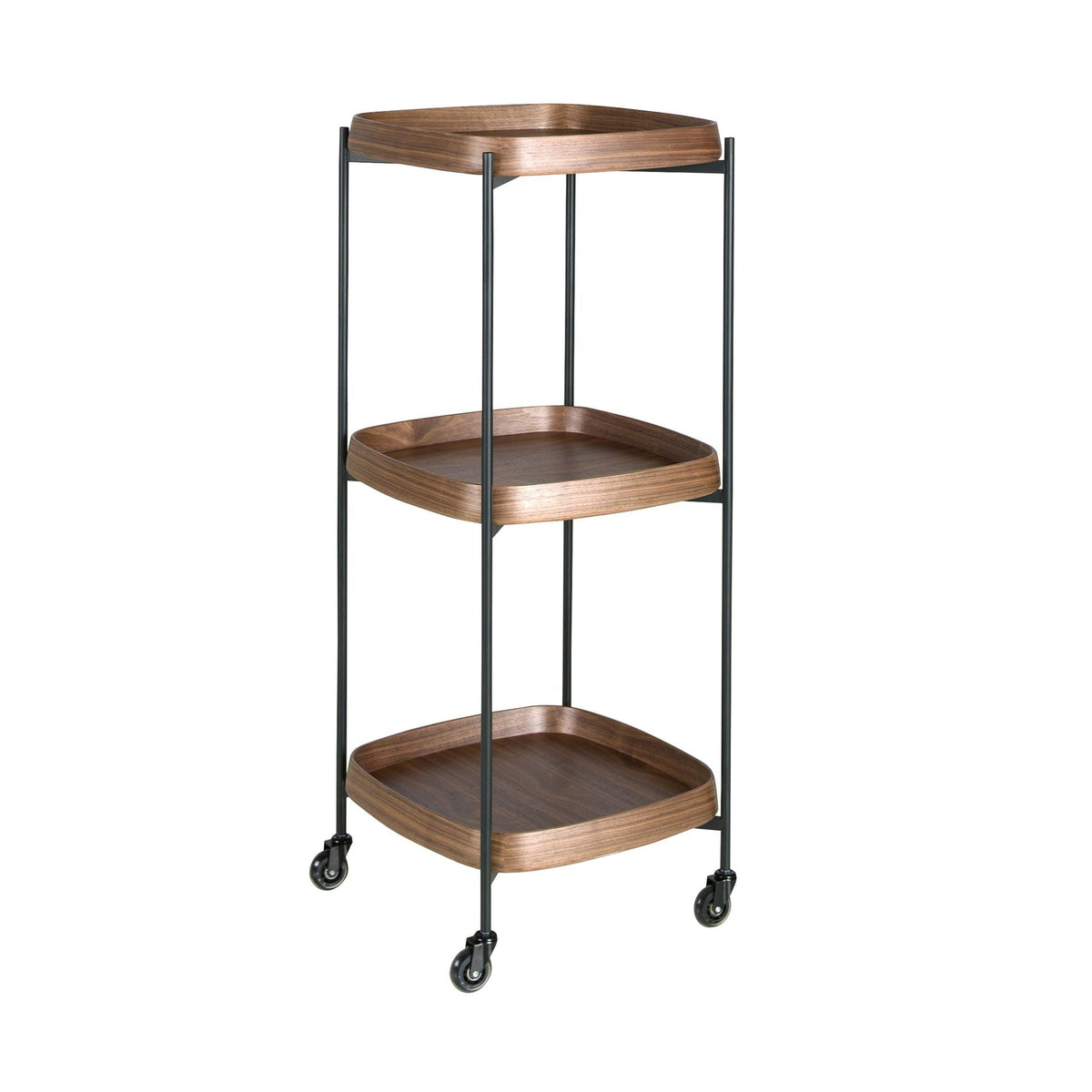 Walnut and black steel minibar trolley