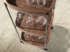 Walnut and black steel minibar trolley
