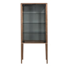 High credenza in tempered glass and walnut with internal lighting