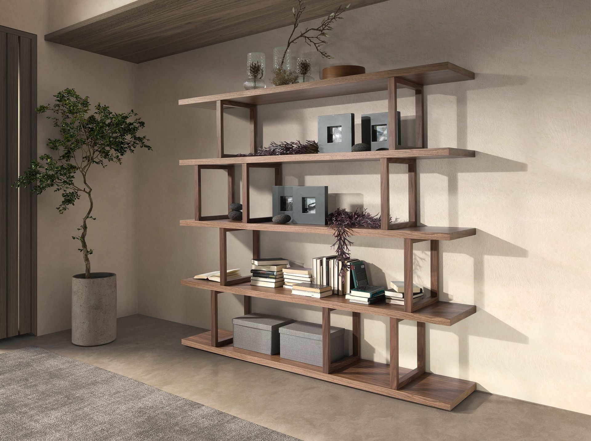 Rectangular walnut shelf