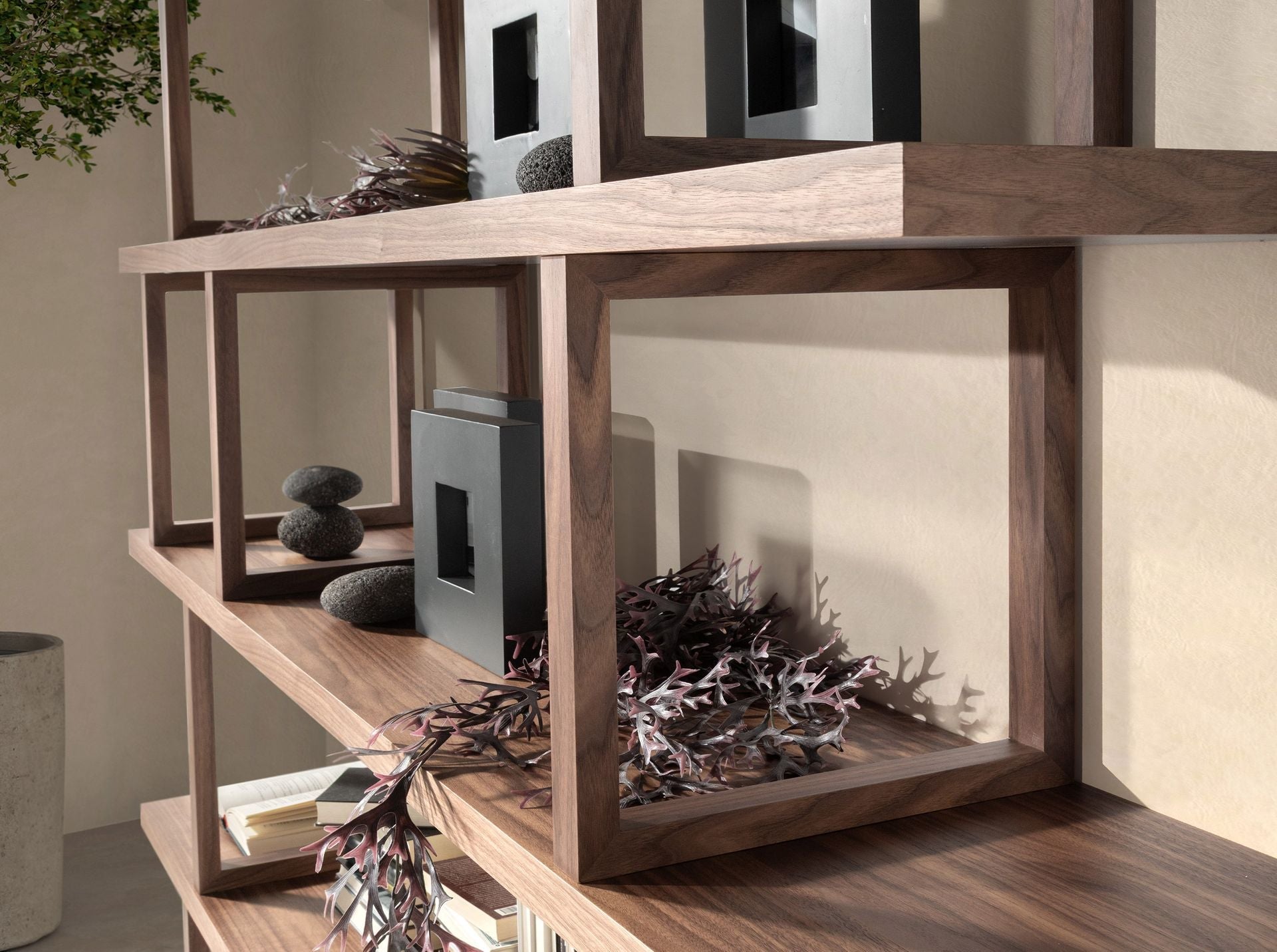 Rectangular walnut shelf