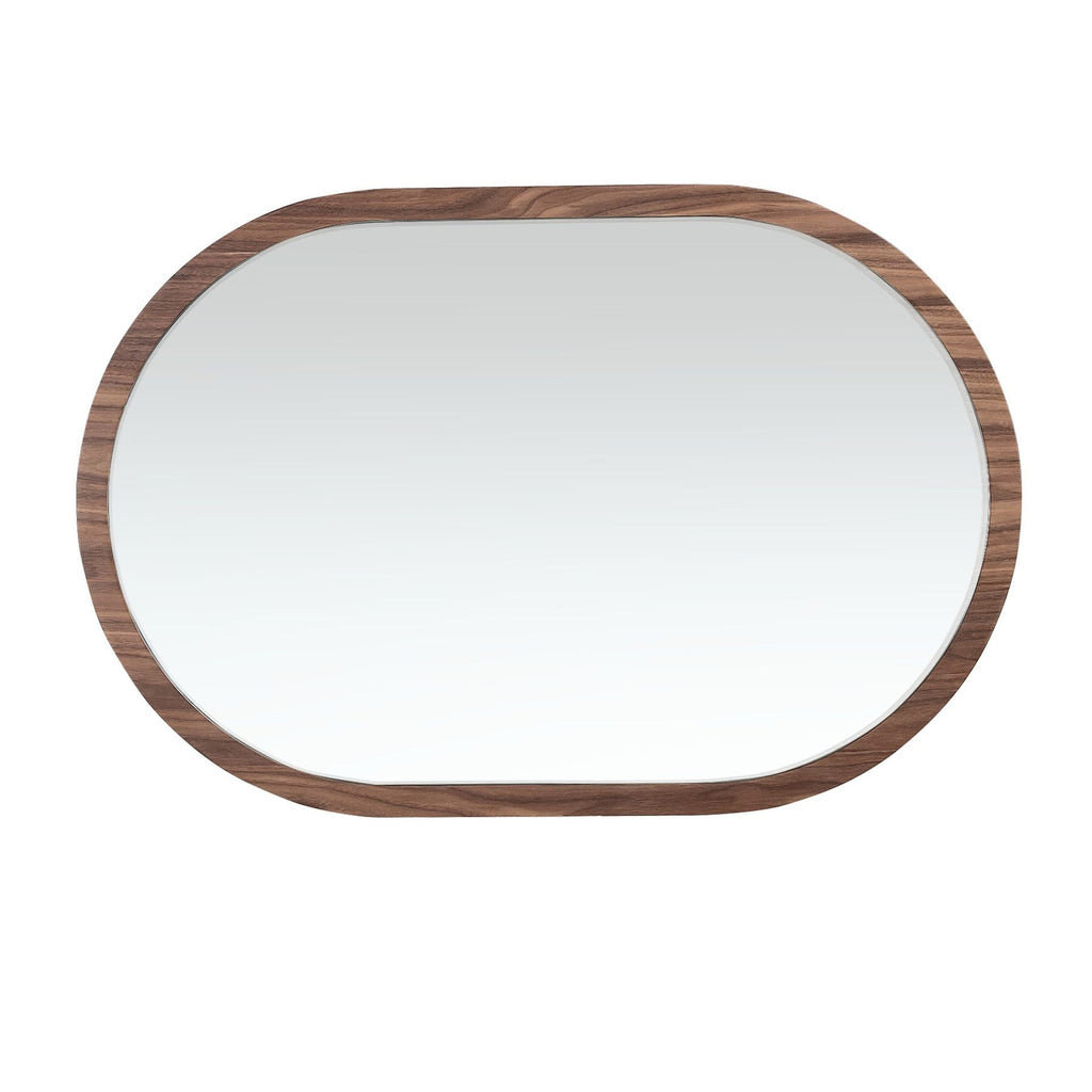 Walnut oval half-point wall mirror