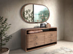 Walnut oval half-point wall mirror