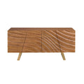 Sideboard in light walnut and polished gold-coloured steel