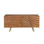 Sideboard in light walnut and polished gold-coloured steel