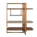Right rectangular bookcase in light walnut and greige wood