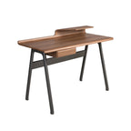 Walnut and dark metallic gray fiberglass desk
