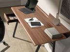 Walnut and dark metallic gray fiberglass desk