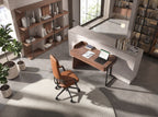 Walnut and black epoxy steel desk