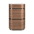 Chest of drawers in walnut with burnished steel base and porcelain marble top