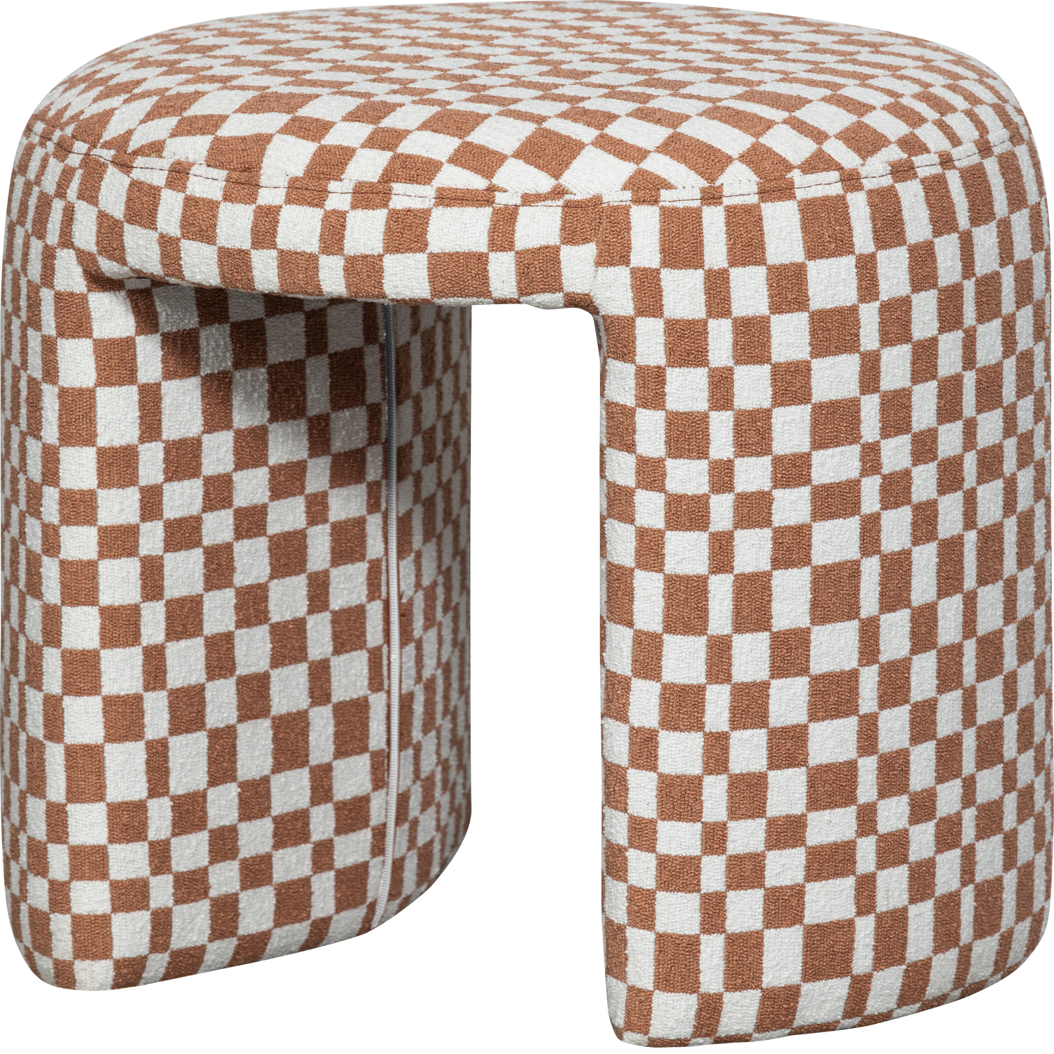 Set of 2 — Charlie orange checkered upholstered stool