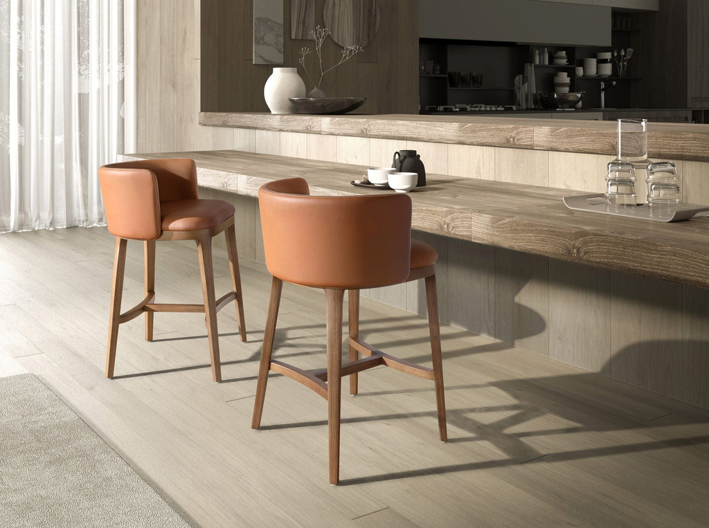 Brown faux leather stool