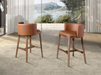 Brown faux leather stool
