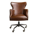 Dark brown leather swivel armchair