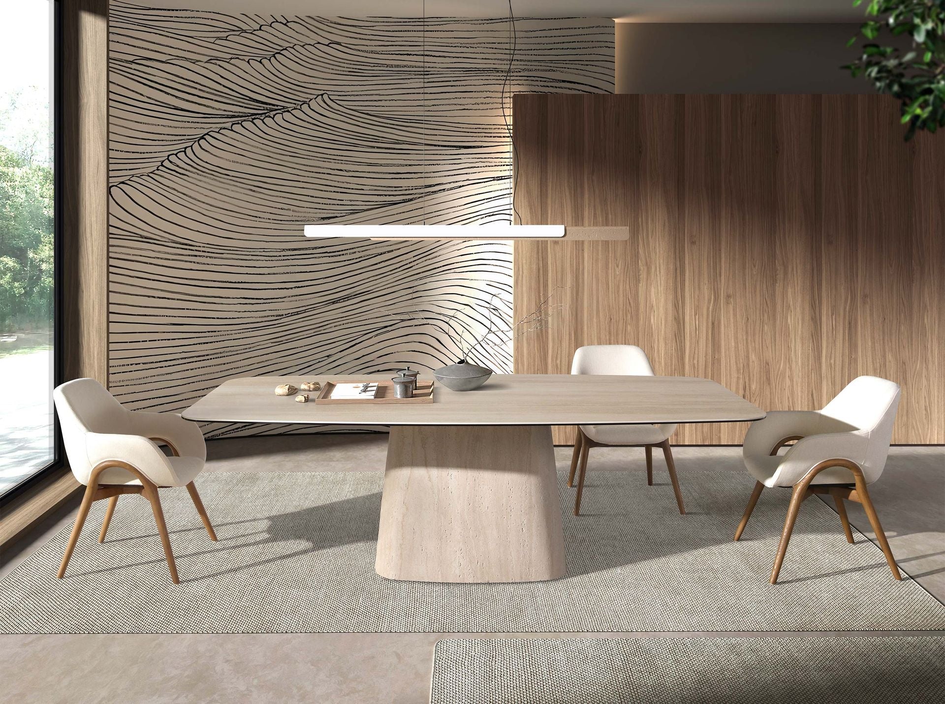 Chair in beige fabric
