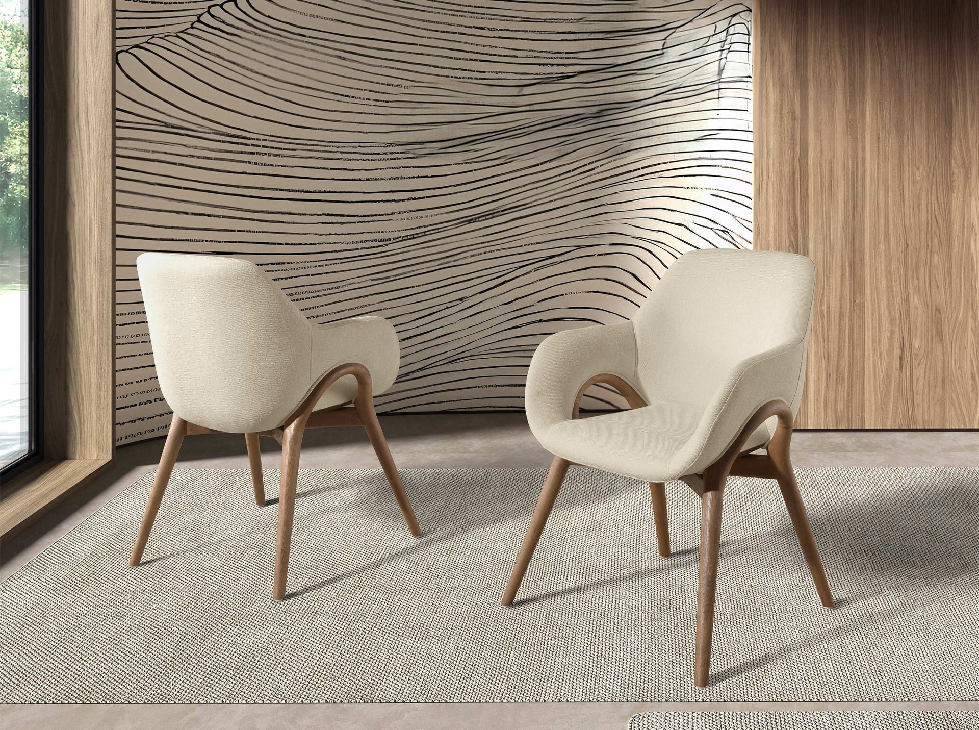 Chair in beige fabric