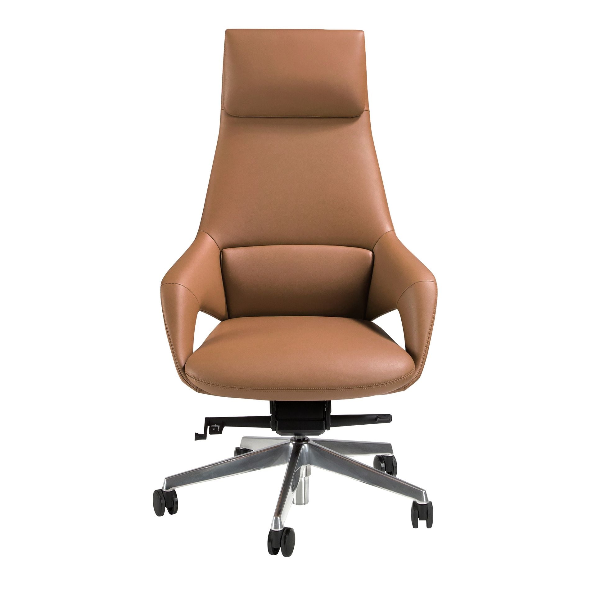 Brown faux leather office swivel chair