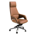 Brown faux leather office swivel chair