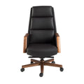 Black faux leather office swivel chair