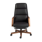 Black faux leather office swivel chair