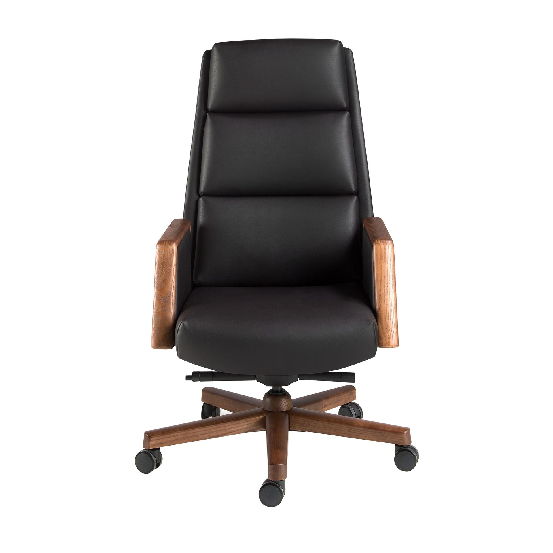 Black faux leather office swivel chair