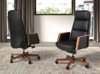 Black faux leather office swivel chair